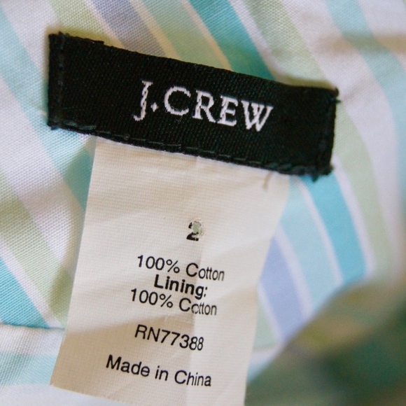 J Crew 100% Cotton Diagonal Stripe Empire Waist - Picture 6 of 8